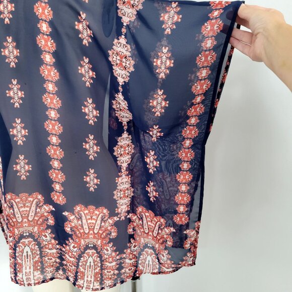 Love Tree Boho Printed Open Front Kimono Size Small Beach Cover Up Wrap - Picture 10 of 10